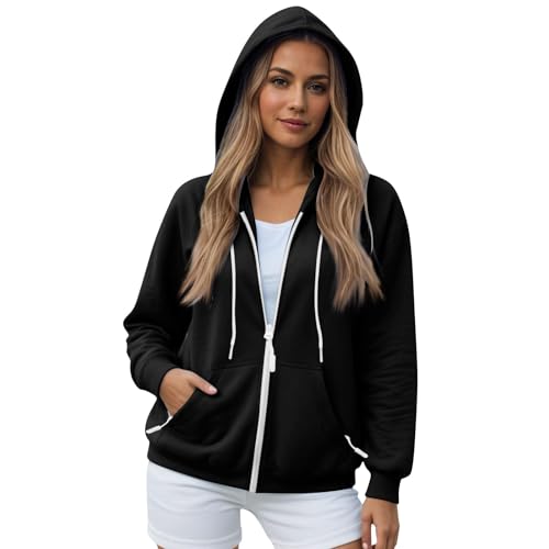 Womens Drawstring Zip Up Hoodies Oversized Sweatshirts Fall Fashion Outfits Casual Jackets Winter Clothes3