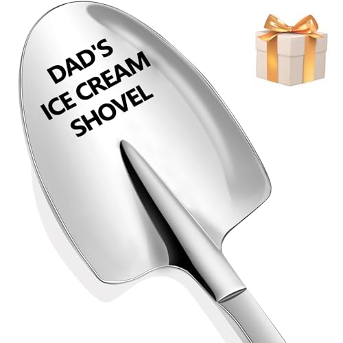 OSHLANT Dad's Ice Cream Shovel, Silver, Stainless Steel, 1 Spoon, Food-safe, Dishwasher-safe, Funny Dad Gift for Father's Day, Birthday, Christmas, Thanksgiving