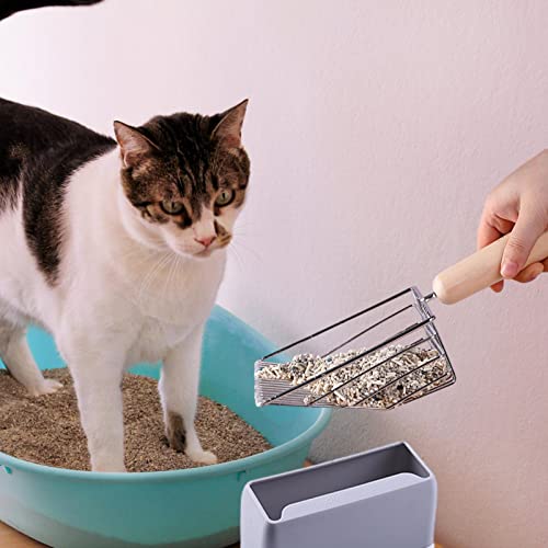 Gatinho Scooper Pooper | areia gato pá profunda para serviço pesado | Puxador cocô aço inoxidável co