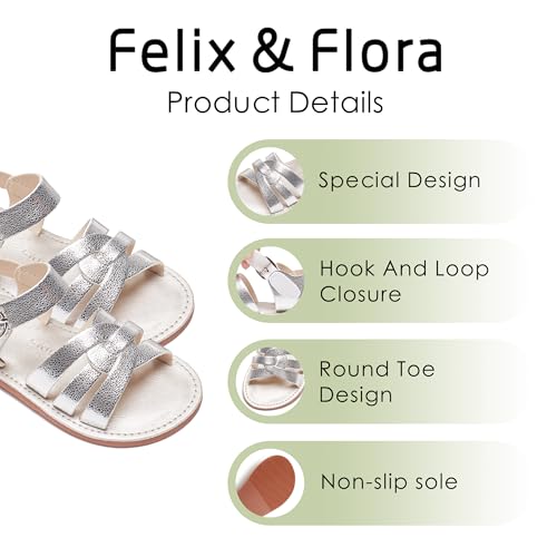 Image of Felix & Flora Toddler Girl Sandals - Little Girl Easter Dress Shoes Lightweight Open Toe Beach Holiday Flats