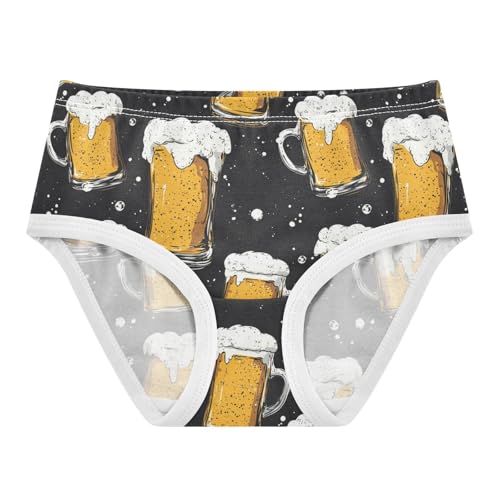 ZZKKO Beer Black Girls Underwear Toddler Panties for Girls Comfort Brief Size 2T-8Y