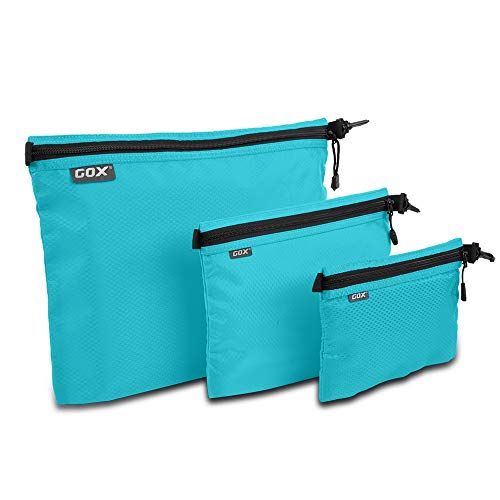 GOX 3 Pack Travel Toiletry Bag for Men Carry On Packing Organizer Zipper Pouch Portable Cosmetic Pouch Accessory Document Electronics (Blue)