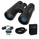 Borio 12x42 Roof Prism Binoculars for Adults with Universal Phone Adapter, HD Professional Binoculars for Bird Watching Travel Stargazing Hunting Concerts Sports (12x42 Binoculars with Phone Adapter,)