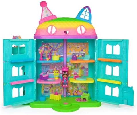 Gabby's Dollhouse, 15 parça Purrfect Party oyuncak bebek evi oyun seti, gökkuşağı görünümlü, 60 cm'den büyük, Gabby figürlü, mobilya ve ses efektli, 3 yaş ve üzeri - Görsel 2