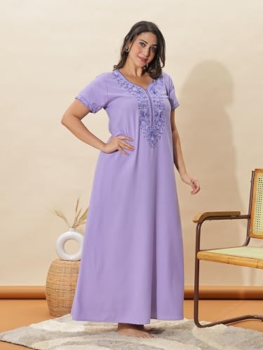 Image of 9shines Label Stylish Alpine Nighty Maxi for Women | Full Length Trendy Nightgown | Premium Nightdress | Nightwear | Heavy Embroidery Nighty with Pockets(2891)