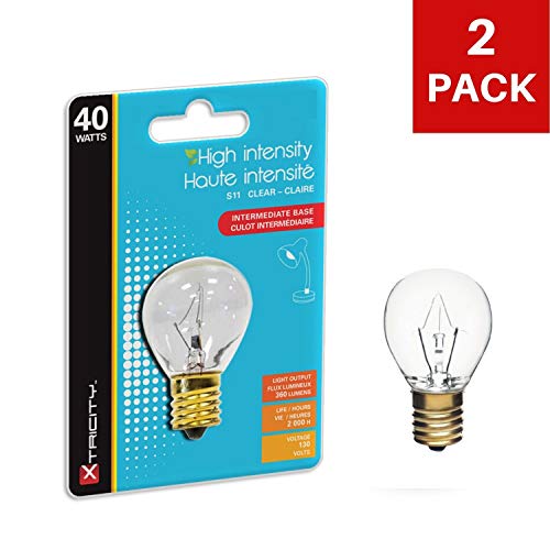40W Incandescent Lava Lamp Replacement Light Bulb, S11 Shape, E17 Intermediate Base, 360 Lumens, Dimmable, 130V, (2 Pack) #TOP1