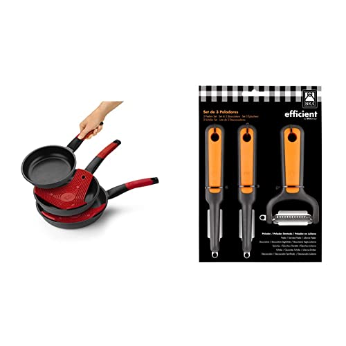 BRA Premiere Set de 3 sartenes, aluminio fundido antiadherente, aptas para todo tipo de...