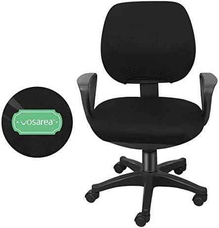 VOSAREA Black Office Chair Covers Stretch Computer Desk Chair Slipcovers Protector Removable Washable Chair Seat Cushion Protectors