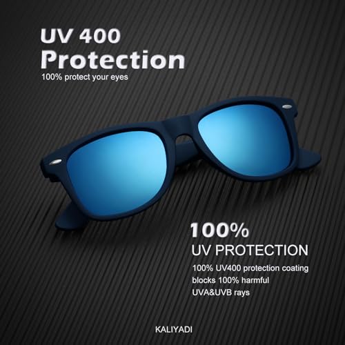 Image of KALIYADI Polarized Sunglasses for Men and Women Matte Finish Sun glasses Color Mirror Lens UV Blocking (3 Pack)