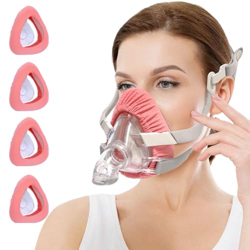 4 Pack Pink Mask Liner Pads Intended for F20 CPAP Mask Liners Cool and Silk Feel Cover One Size Compatible with Most Full Face Mask Improve The Comfort of Wearing The Mask Reduce Noise