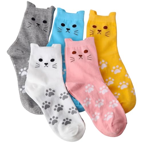 Ginmewrae Cat Socks Womens Fun Socks Cute Animals Novelty Casual Socks Funny Birthday Christmas Gifts for Cat Lovers