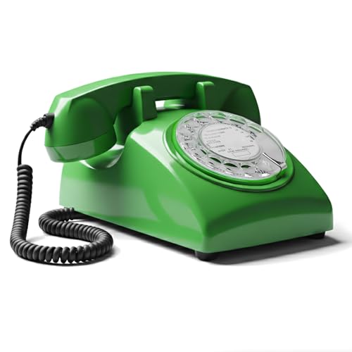 Opis Technology 60s Cable – Téléphone Fixe Vintage à Cadran Rotatif & Cloche Mécanique – Compatible Box Internet & Fibre – Design Rétro Années 60...