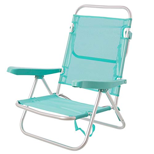 Juinsa 95211 bevlokte matras, strandstoel, aluminium, stevig, aquamarijn, 57 x 50 x 78 cm