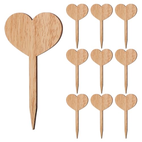 Cabilock Lot de 30 étiquettes en bois de bambou pour plantes en forme de cœur pour plantes de jardin