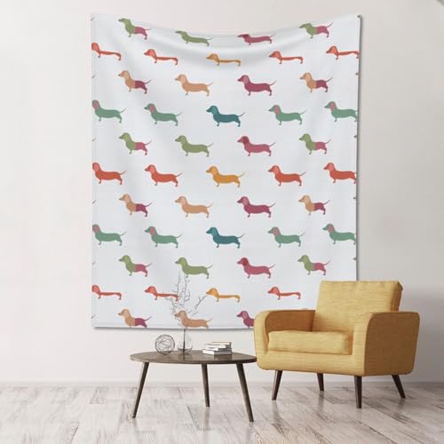 Tapisserie murale teckel au design imprimé de haute qualité et tissu léger