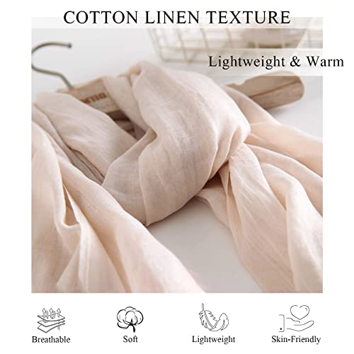 Women's Scarf Solid Color Cotton Linen Scarves With Tassels Warm Large Stole Wraps Long Hijab Shawl All Season3