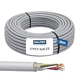 10 Meter Kalitec LiYCY geschirmte Steuerleitung 3x0,25 mm² I PVC Datenleitung grau I LED Verbindungsleitung I Steuerkabel 3 adrig für Schaltschränke I Lötkabel