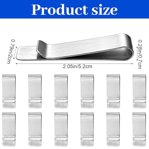 12 PCS Silver Slim Cash Clip Stainless Steel Money Clip Minimalist Front Pocket Wallet Clips Small Men's Metal Wallet Cash Money Credit Business Card Holder for Men Women Cash Receipt Note2