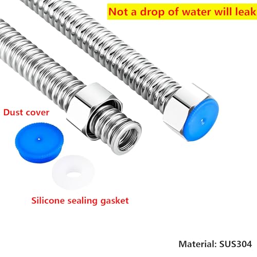 Qrity 10CM Edelstahl Wellrohr, 2 Stück G1/2 x G1/2, Edelstahl Versorgungsschlauch, Biegbar und Form-halten, Anti-Burst Wasserleitung für Badezimmer, Toilette, Wasserhahne, Küchenspülen