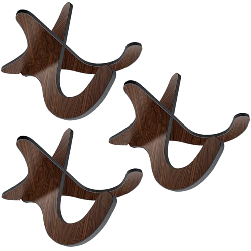 3Pair Wooden Ukulele Stand Violin Mandolin Folding Portable Stand Black walnut