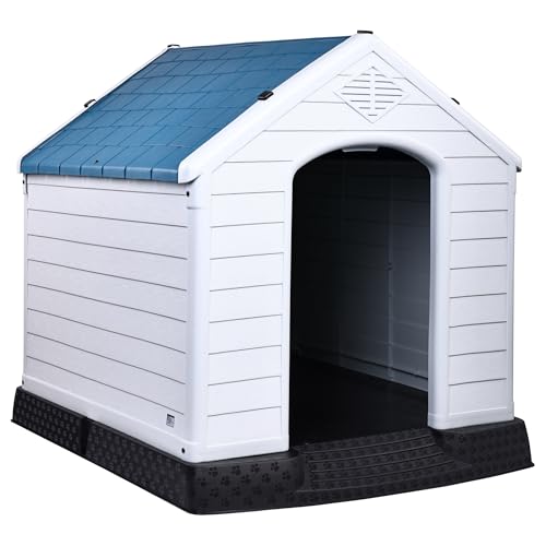 Elevon Plastic Dog House, Insulated Doghouse Puppy Shelter, Water Resistant