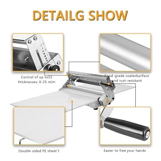 Sfogliatrice manuale compatta, Macchina per Pizza in Acciaio Inox, Sfogliatrice Pasticceria Cornetti, Stendipasta da Tavolo, Spessore Regolabile, per Preparare Pasta Sfoglia per Pasticceria (A, Rs101)