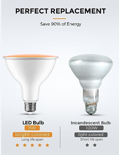Image of L LOHAS LED Orange Flood Light Bulbs, PAR38 LED Flood Light Outdoor