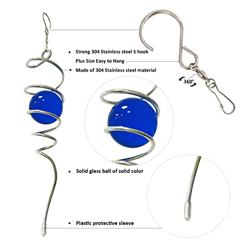 Image of Aoedelyart Wind Spinner Tail Gazing Ball Spiral Tail Wind Spinner Stabilizer Sun Catcher Visual Illusion in Spinning Yard Art Decor,Indoor Outdoor Garden Decoration Wind Sculptures-13 in(Dark Blue)