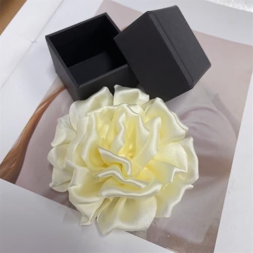 Image of Dainty Peony Rose Flower Brooches Lapel Pins Delicate Elegant Fabric Flowers Brooch Pin for Women Flower Corsage for Wedding Party Accessories Jewelry Gifts100mm