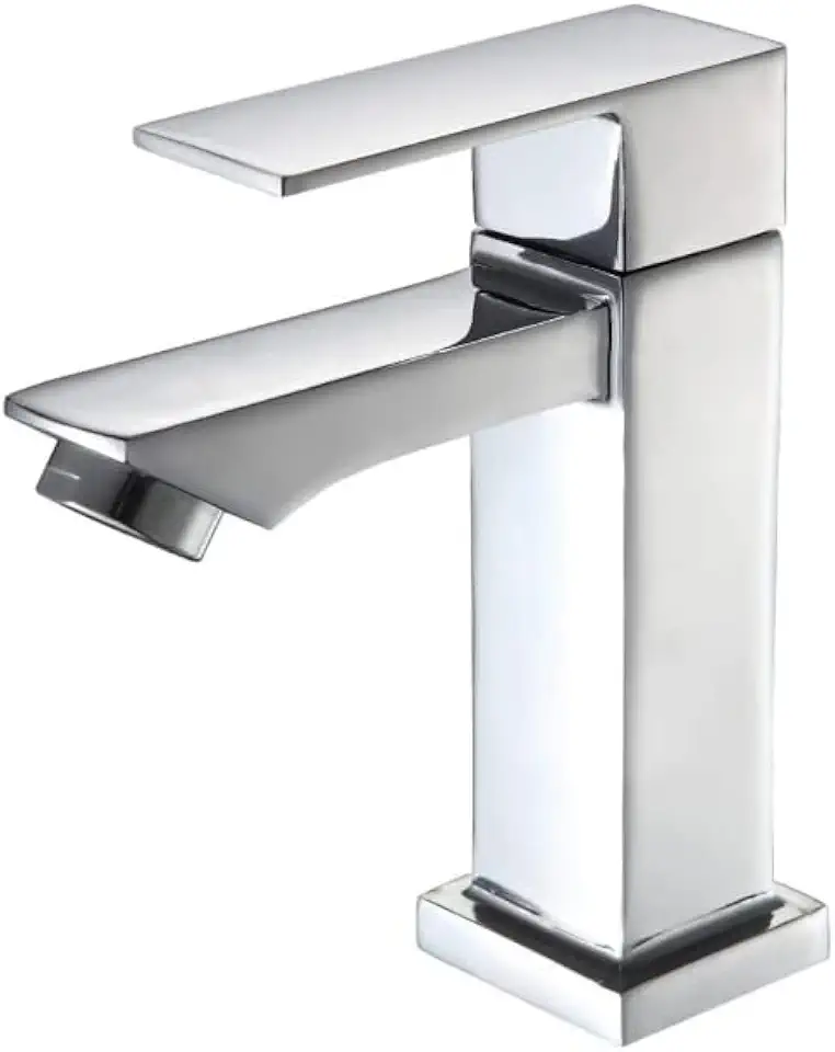 Torneira Banheiro Luxo Quadrada 1/4 Volta Inox Aço Cromada
