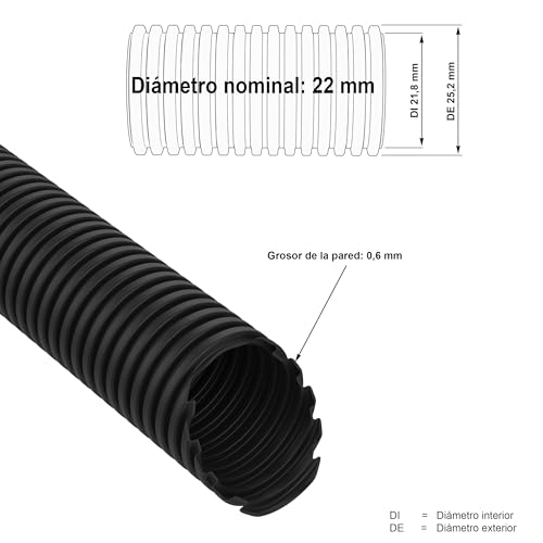 AUPROTEC Wellrohr ungeschlitzt 2 bis 50m / Leerrohr für Erdkabel/Wellrohr UV beständig/Kabelschutzschlauch/Kabelschlauch schwarz - Innendurchmesser 22 mm, Länge 10 m