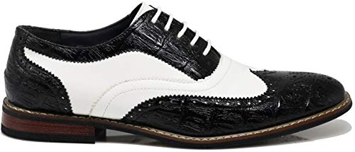 Men's Dress Oxfords Shoes Italy Modern Designer Wingtip Captoe 2 Tone Lace Up Shoes2