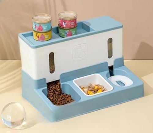 Marysea 自動 給餌器 給水器 餌やり 猫 犬 餌やり機 容量 えさやり器 多頭飼い 清潔 便利 水洗い可能 中小型犬用 お掃除簡単 ペット 自動餌 エサ入れ じどう ピンク グリーン グレー (ブルー)