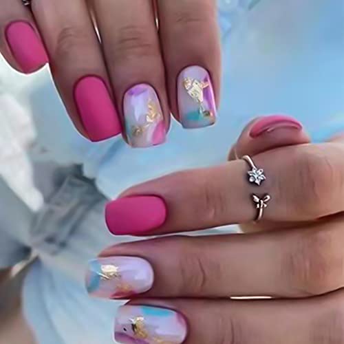 RikView Press on Nails Short Fake Nails Oval Nails Glossy Nail Tips Full Cover Acrylic Nails