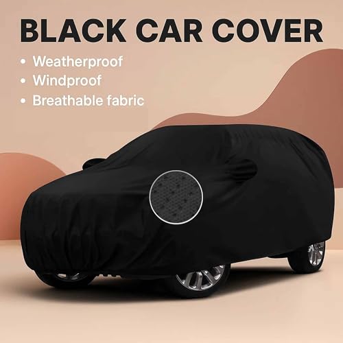 Image of Sulfar 100% Waterproof Car Body Cover Compatible with Mirror for Ford Fiesta Classic (Triple Stitched, Full Bottom Elastic, Black-TB)