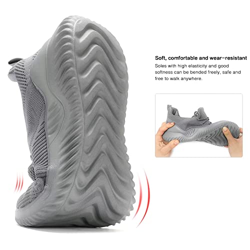 Mens Running Shoes Slip On Walking Tennis Sneakers Lightweight Breathable Mesh Workout Casual Sports Shoes Soft Sole 8.5 Grey #TOP6