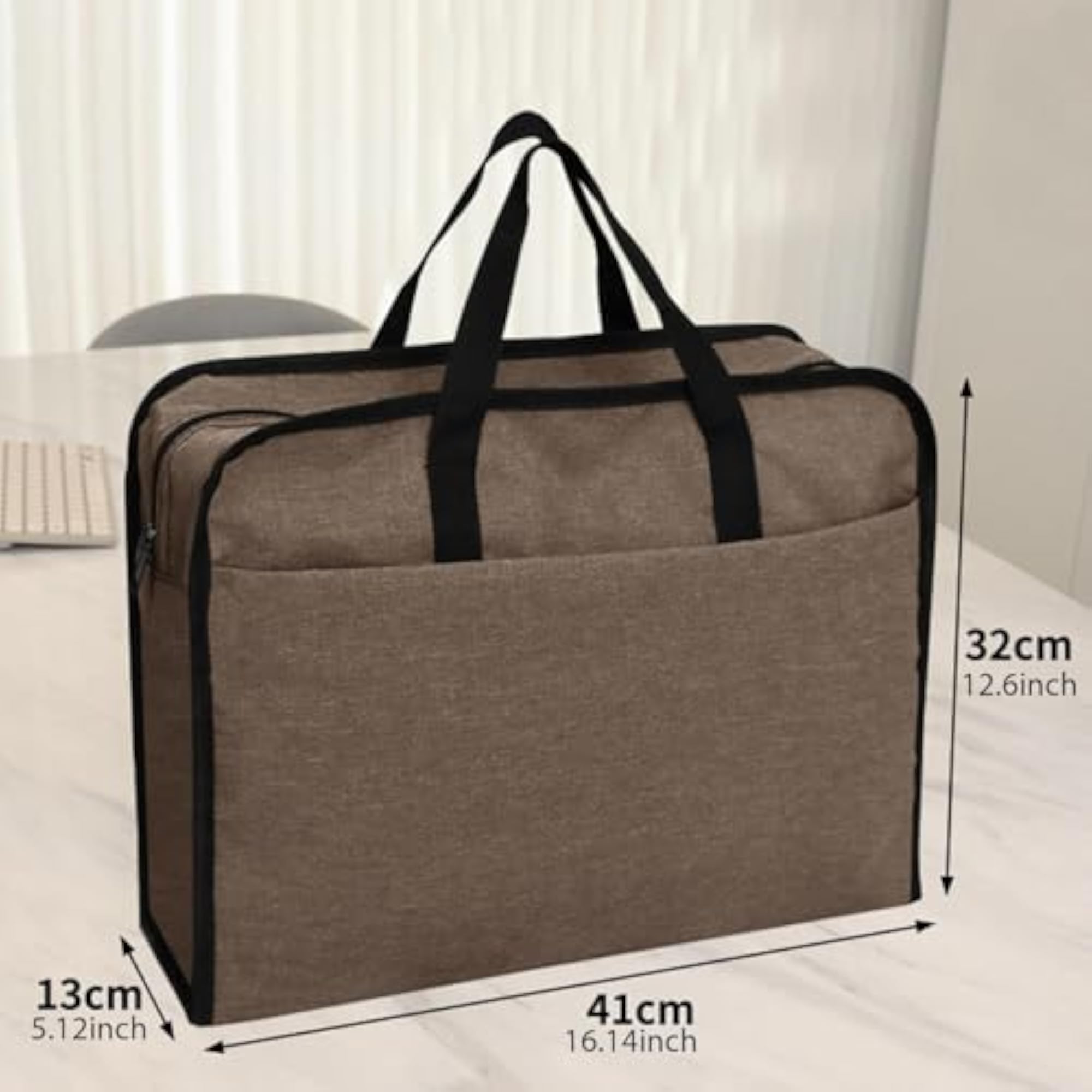 Business Briefcase Paper Files Storage Bag, Khaki