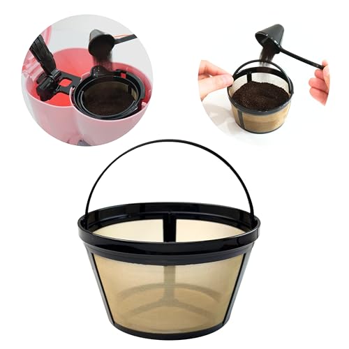 TRONMEI 8-12 Cup Reusable Coffee Filter - BPA Free, Eco-Friendly, Compatible with Mr. Coffee, Black+Decker & Most Standard 8-12 Cup Drip Coffee Makers (1-Pack)