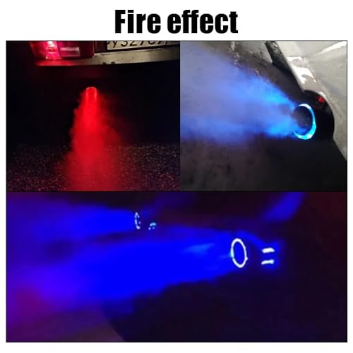 Silenciador trasero de tubo escape coche luminoso LED azul y fibra carbono universal 63-65mm 5