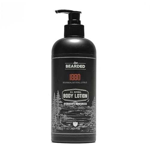 Live Bearded Premium Men's Body Lotion - All-Natural Hydrating Formula - Aloe Vera, Coconut Oil, Avocado Oil - Moisturizing Body Lotion for Men, Mens Lotion for Dry Skin - 1880 Scent
