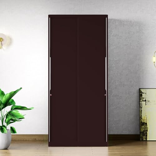 Image of Interio by Godrej Almirah Slide N Store Compact Plus 2-Door Steel Sliding Wardrobe for Clothes (Textured Shell Wine Red), 1-Year Warranty, 7 Shelves, 1 Drawer