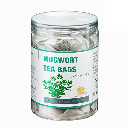 50 Mugwort Tea Bags | Natural Dried Chinese Mugwort Herb Tea | Artemisia Wormwood Tea | Caffeine Free, Help Sleep, Lucid Dreaming, Relax, Digestion