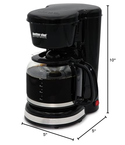 Image of Better Chef Basic Coffee Maker | 12-Cup | Pause-N-Serve | Brushed Metal Trim (Black)