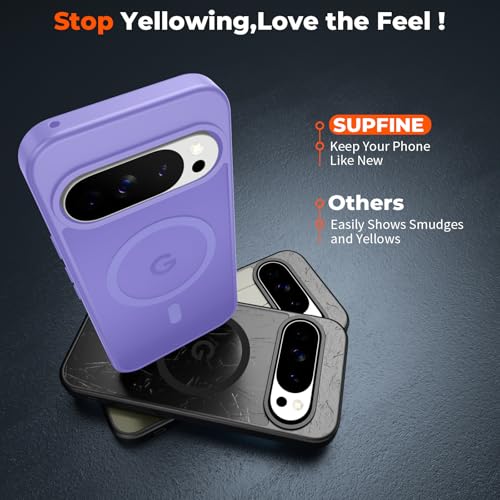 Image of SUPFINE Magnetic for Google Pixel 10 Pro Case /Pixel 10 Case with Screen Protector, (Built-in Magnets) ((Military Grade Drop Protection) Slim Translucent Shockproof Phone Case,Purple