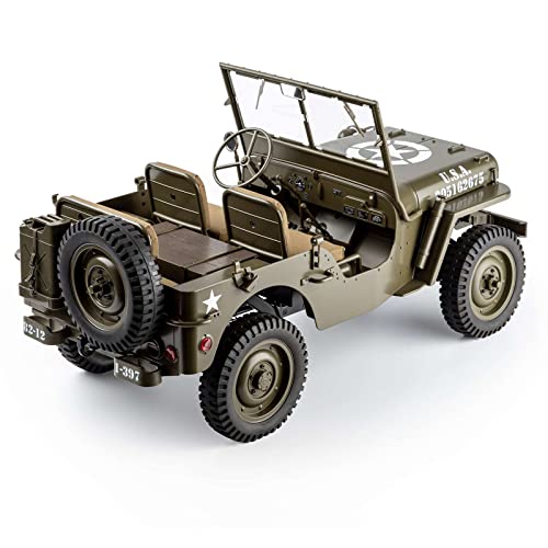 RocHobby 1/6 1941 MB Scaler RC Car, 4x4 Hobby Grade RC Car Mini RC Rock Crawler Military, 2.4Ghz RC Truck with 550 Brushed Motor, LED Lights for Adults Without Battery and Charger