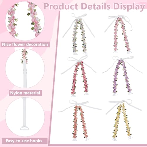 Image of FREEBLOSS 6 Pairs Decorative Floral Bra Straps Removable Invisible Bra Straps Replacement 6 Styles Adjustable Lingerie Strap for Women, 1 inch in Width