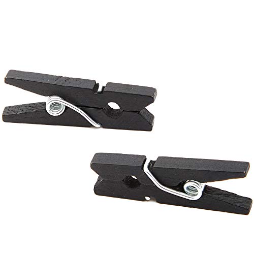 100 Pack Wooden Mini Clothes Pins For Photos, 1 Inch Black Clips For Scrapbooking, Arts And Crafts #TOP6