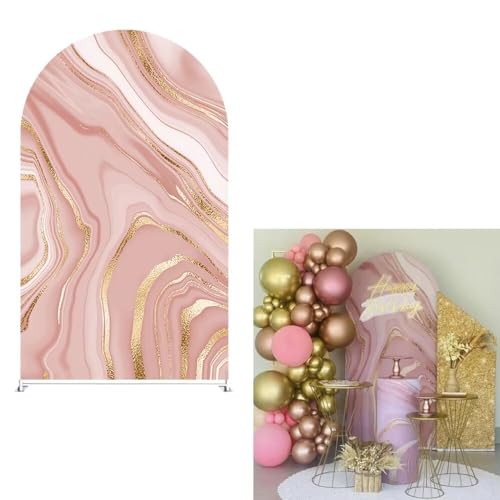 Toile de fond marbre rose 9x2m avec tissu extensible occultant pour banquet