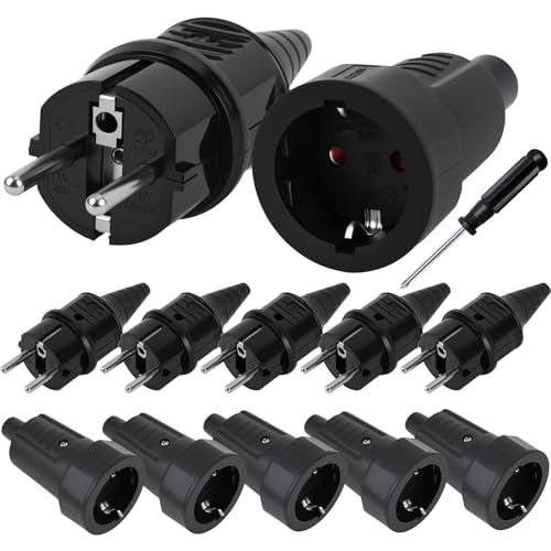 6 Paires de Prise Male et Prise Femelle 250v (16a), IP44 Fiche Male Prise Electrique , Prises pour Câble de 8-16mm, Prise Electrique pour Extérieur pour...