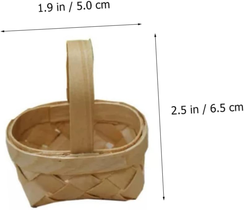 CALLARON 3sets Mini Handwoven Wood Chip Basket Candy Storage Box for Wedding Present 6pcs*3